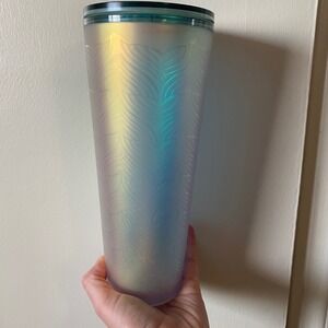 Starbucks Iridescent Tumbler Cold Cup 24 oz no straw‎ mermaid tails colorshift